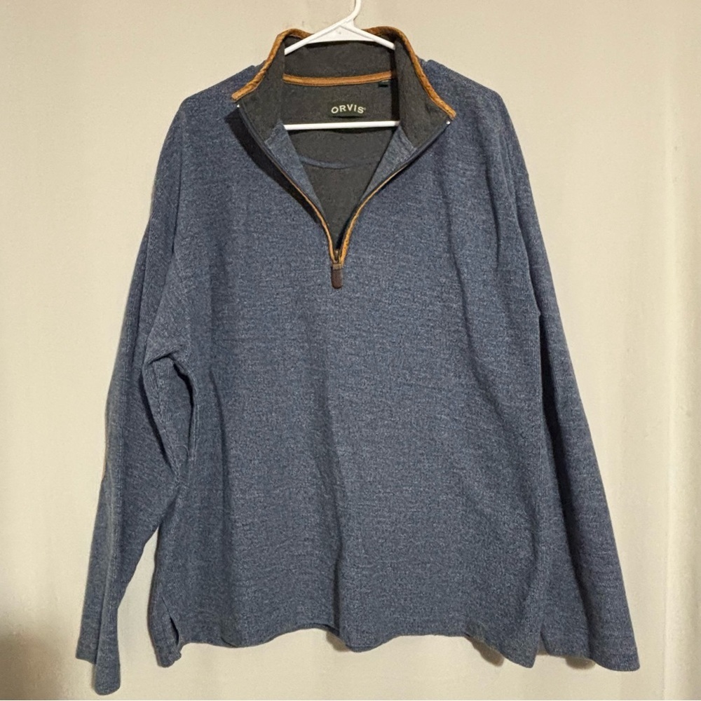 Orvis Men's Blue Sweater 1/4 Zip size XL